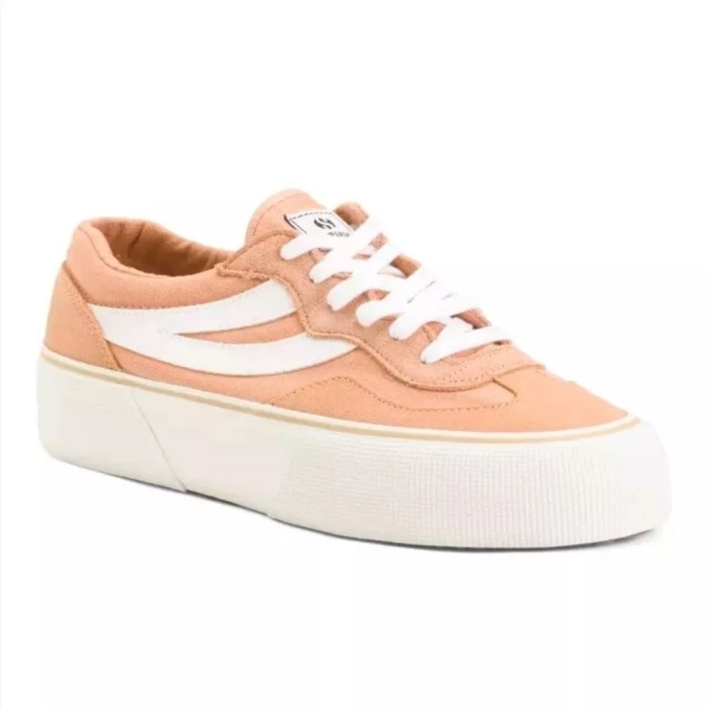 #91-21 SUPERGA Suede Revolley Color Block Platform Sneakers Dusty Rose Sz 7.5